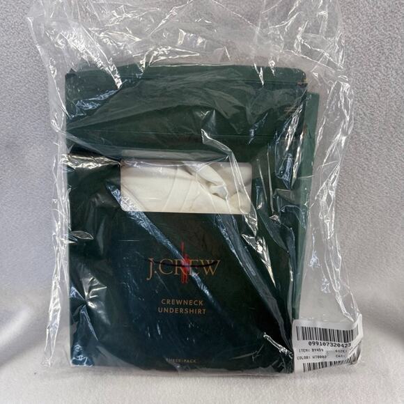 J Crew Crewneck Undershirt Men's Small White THREE PACK NEW Shirt Combed NEW - Picture 1 of 4